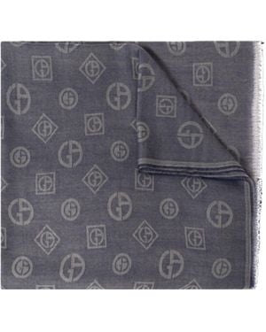 Giorgio Armani Signature Logo Design Scarf - Grey