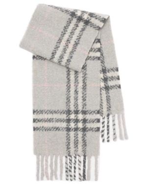 Burberry Check Fringed-Edge Bouclé Scarf - Grey