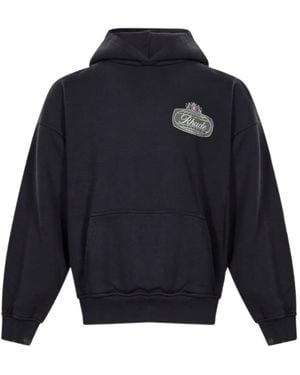 Rhude Logo Printed Long-Sleeved Hoodie - Blue