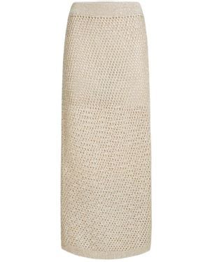 Brunello Cucinelli Embellished Knit Maxi Skirt - Natural