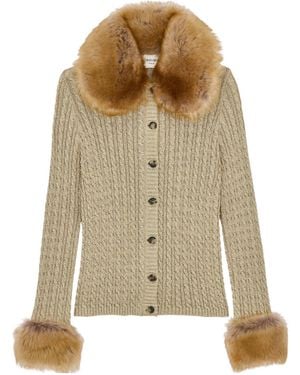 Saint Laurent Cable-Knit Button-Up Cardigan - Natural
