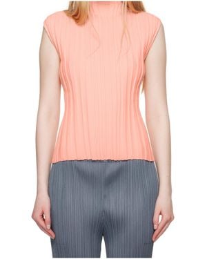 Pleats Please Issey Miyake Ribbed Knit Top - Blue
