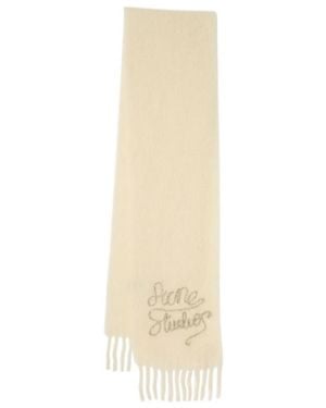 Acne Studios Embroidered Logo Scarf - White