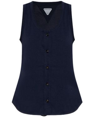 Bottega Veneta Single Breasted Sleeveless Top - Blue