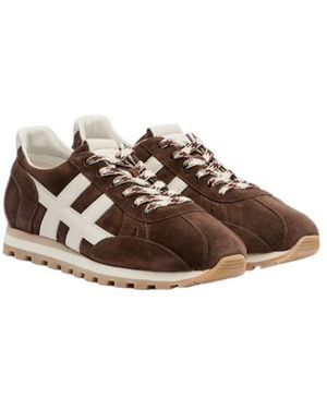 Hogan Solid Color Suede Sneakers - Brown
