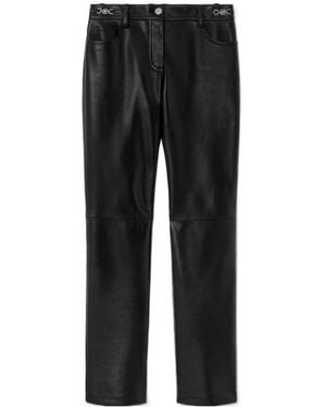 Versace Logo-Patch Leather Trousers - Black