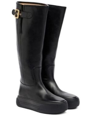 Chloé Delia Leather Knee-High Boots - Black