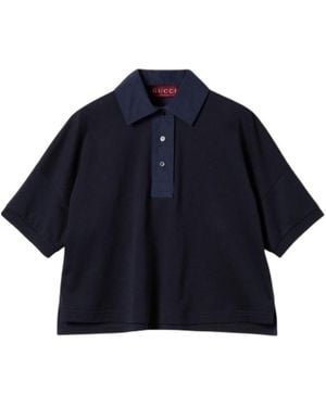 Gucci Cotton Jersey Polo Shirt With Embroidery - Blue
