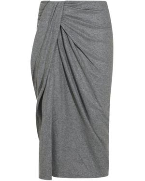 Isabel Marant Jeldia Draped Knot Midi Skirt - Gray