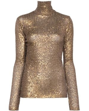 Norma Kamali Sequin-Embellished Top - Brown