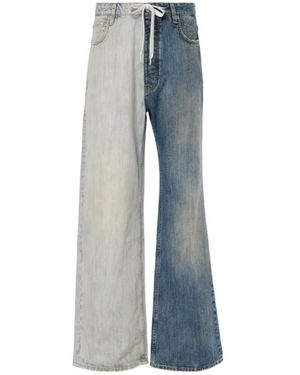Balenciaga Fifty-Fifty Low-Rise Wide-Leg Jeans - Blue