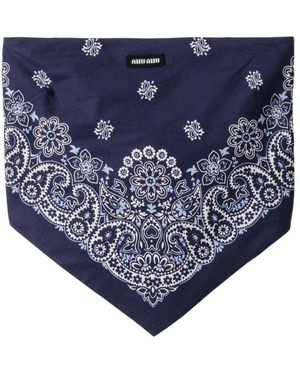 Miu Miu Bandana Printed Strapless Cropped Top - Blue