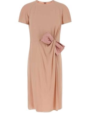 Valentino Bow Detailed Crewneck Midi Dress - Pink