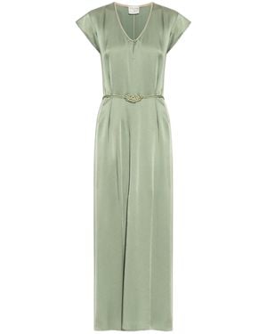 forte_forte V-Neck Belted Dress - Green