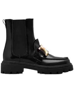 Tod's Logo Plaque Chunky Boots - Black