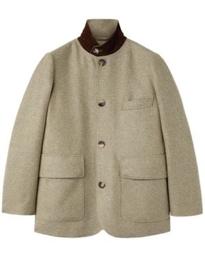 Loro Piana New-Cut Wool Cashmere Button Stand-Collar Casual Jacket - Natural