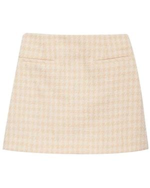 Anine Bing Vanessa Houndstooth Tweed Miniskirt - Natural