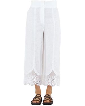 Twinset Lace Cropped Pants - White