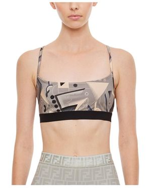 Fendi Abstract-Print Sports Bra - Black