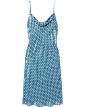 Dries Van Noten Cowl-Neck Striped Slip Dress - Blue