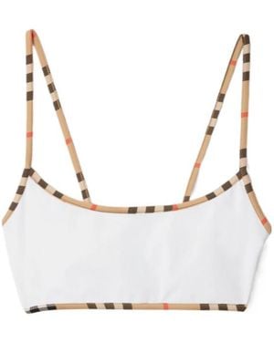Burberry Check Trim Bikini Top - Natural