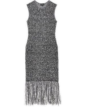 Emporio Armani Fringed Knit Dress - Grey
