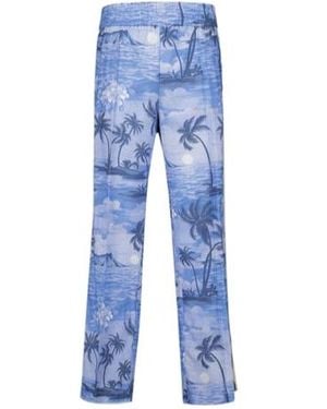 Palm Angels Island Printed Elastic Waist Trousers - Blue