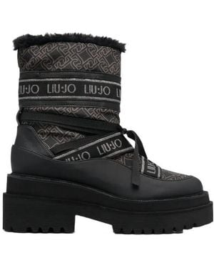 Liu Jo Monogram-Print 70Mm Ankle Boots - Black