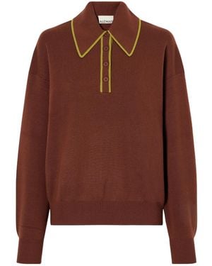 ALÉMAIS Wool-Piqué Polo Sweater - Brown