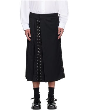 Simone Rocha Eyelet-Embellished Pleated Midi Kilt - Black