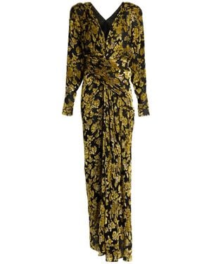 Balmain Long Velvet Jacquard Dress - Green
