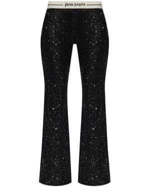Palm Angels Sequined Flared Trousers - Black