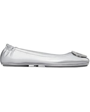 Tory Burch Minnie Travel Logo Detailed Ballet Shoes - White