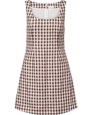 Posse Sadie Gingham Linen Minidress - White