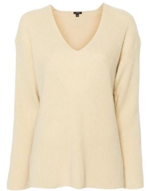JOSEPH V-Neck Ribbed Knit Sweater - Natural