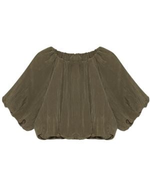 Jonathan Simkhai Cropped Puff-Sleeve Top - Green