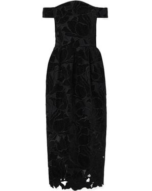 Erdem Off-The-Shoulder Embroidered Velvet And Tulle Midi Dress - Black