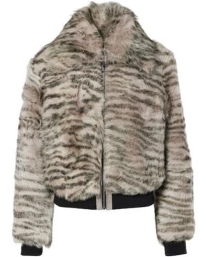 Dodo Bar Or Nia Zebra-Print Shearling Bomber Jacket - Grey