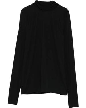 TOTEME Totême Long-Sleeved High-Neck Top - Black