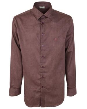 Etro Logo Embroidered Long Sleeved Shirt - Purple