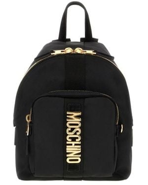 Moschino Small Logo-Plaque Backpack - Black