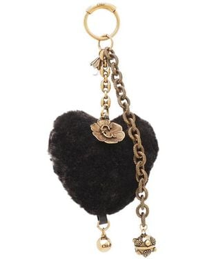 Chloé Chloé Symbols Heart Shearling Bag Charm - Black