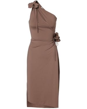 Coperni Floral-Applique One-Shoulder Jersey Cocktail Dress - Brown
