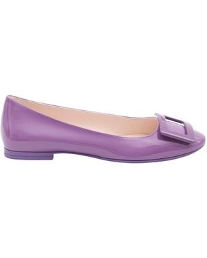Roger Vivier Logo Embossed Flat Shoes - Purple