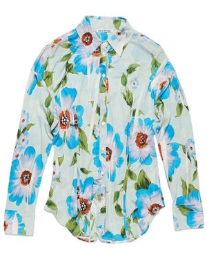 Acne Studios Floral-Print Shirt - Blue