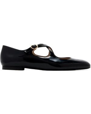 Stuart Weitzman Lace-Up Ballet Shoes - Black