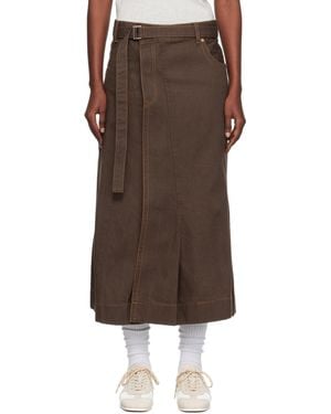 Sacai Asymmetrical Denim Midi Skirt - Brown