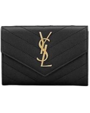 Saint Laurent Cassandre Matelassé Wallet - Black
