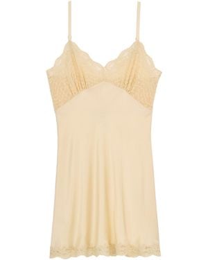Saint Laurent Laced Slip Dress - Natural