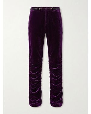 Gucci Belted Runched Trousers - Purple